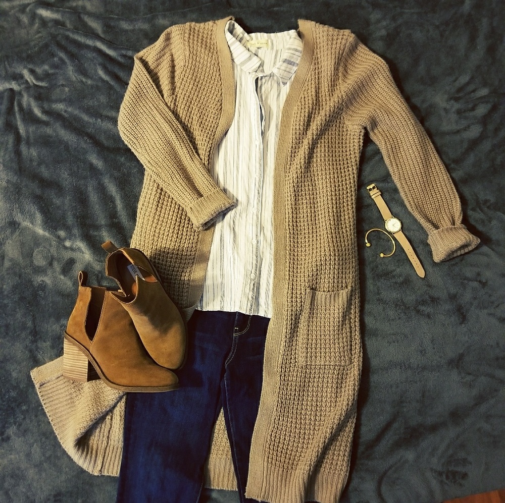 Tan Crocheted Cardigan